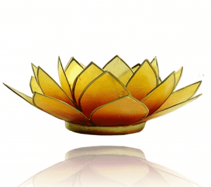 Teelichthalter - Lotusblume (atmosphärisches Licht, orange-gelb)