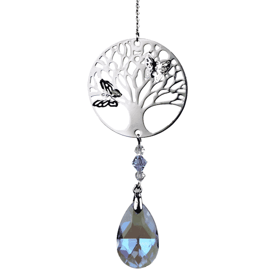 Kristallschnur mit filigranem Lebensbaum Tropfenviolett
