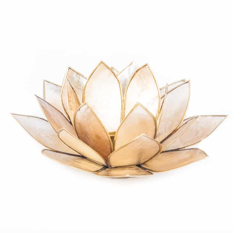 Teelichthalter - Lotusblume (atmosphärisches Licht, goldener Rand, groß)