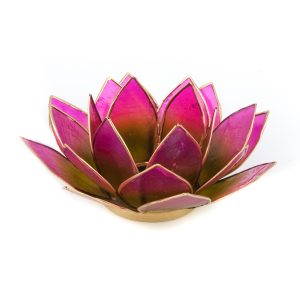 Teelichthalter - Lotusblume (atmosphärisches Licht, grün-rosa, zweifarbig)