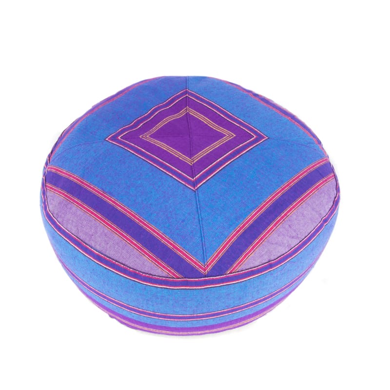 Meditationskissen mit violett blauem Muster