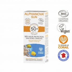 Alphanova SUN BIO SPF 50+ Getönte Sonnencreme für allergisch empfindliche Haut - Wasserfest