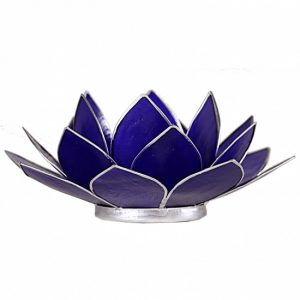Teelichthalter - Lotusblume 6. Chakra (atmosphärisches Licht, silberner Rand, vioeltt)
