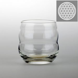 Vitalwasser-Trinkglas Mythos mit Blume des Lebens Weiß