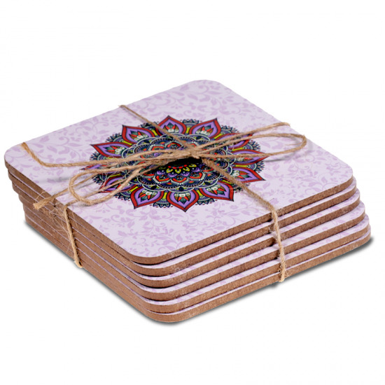 Mandala Untersetzer lila Set von 6 Stück
