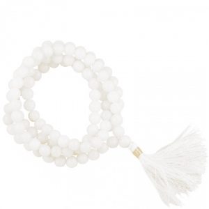 Mala weißer Achat AA-Qualität 108 Perlen mit Tasche