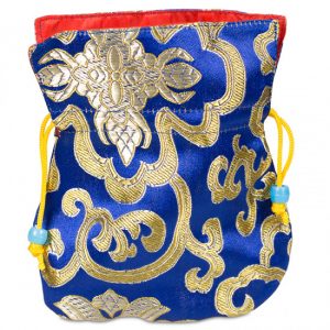 Tasche aus Brokat (blau mit rot gefüttert)