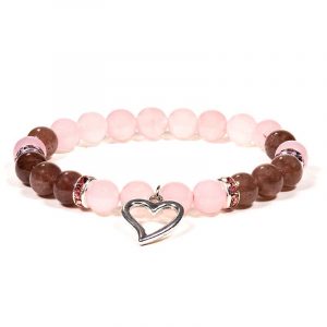 Armband Rosenquarz / Erdbeerquarz mit Herz