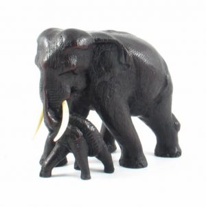 Statue Polystone Elefant mit Jungtier (20 cm)