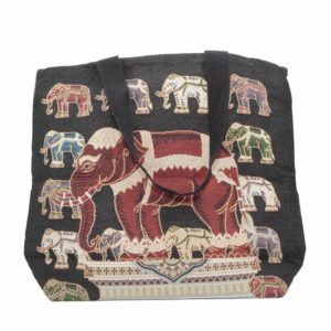 Umhängetasche aus Baumwolle Elefant Schwarz (44 x 46 cm)