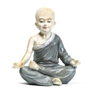 Yoga Mönch Statue Om grau