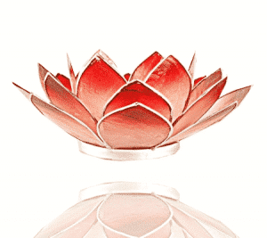 Teelichthalter - Lotusblume (atmosphärisches Licht, rot-rosafarbend, goldener Rand)