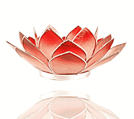 Teelichthalter - Lotusblume (atmosphärisches Licht, rot-rosafarbend, goldener Rand)