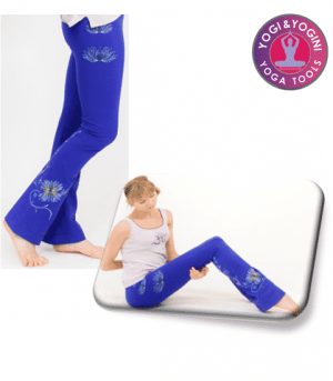 Yogahose Lotus handbemalt Baumwolle blau/violett L