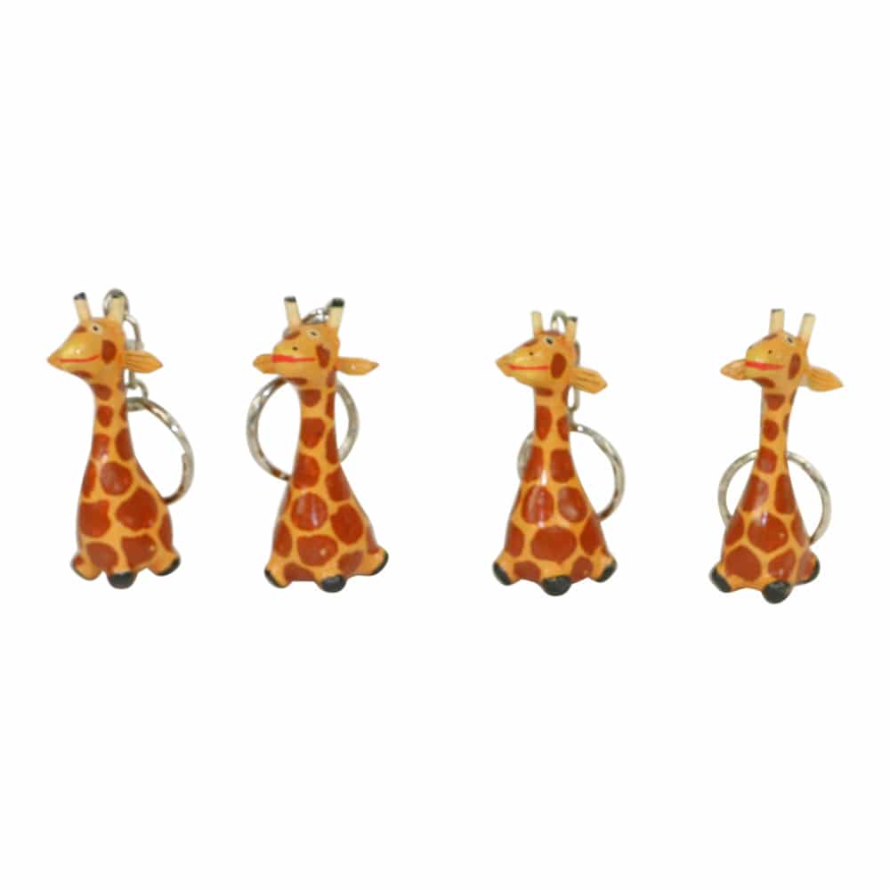 Schlüsselanhänger aus Holz Giraffe (4er Set)