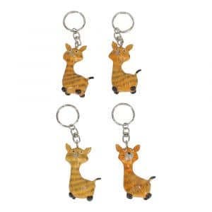 Schlüsselanhänger aus Holz Katzen braun gestreift (4er-Set)