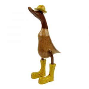 Hölzerne Ente mit Hut und Stiefeln M