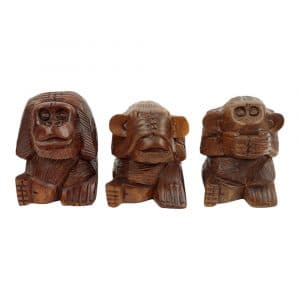Statue aus Holz Affen hören, sehen und sprechen nichts Böses (3er-Set)