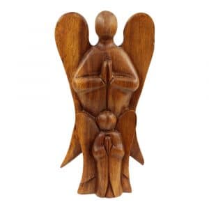 Holz Statue Zwei Engel (26 x 13 cm)