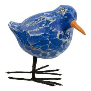Statue Vogel aus Holz Rund - Blau