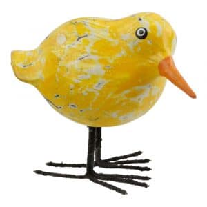 Statue Vogel aus Holz Rund - Gelb