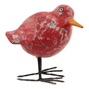 Statue Vogel aus Holz Rund - Rot