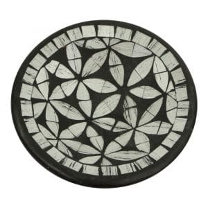 Runde dekorative Schale Mosaik Blumen Grau (16 x 4 cm)