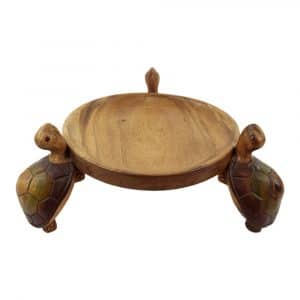 Runde Schale aus Holz - Drei Schildkröten