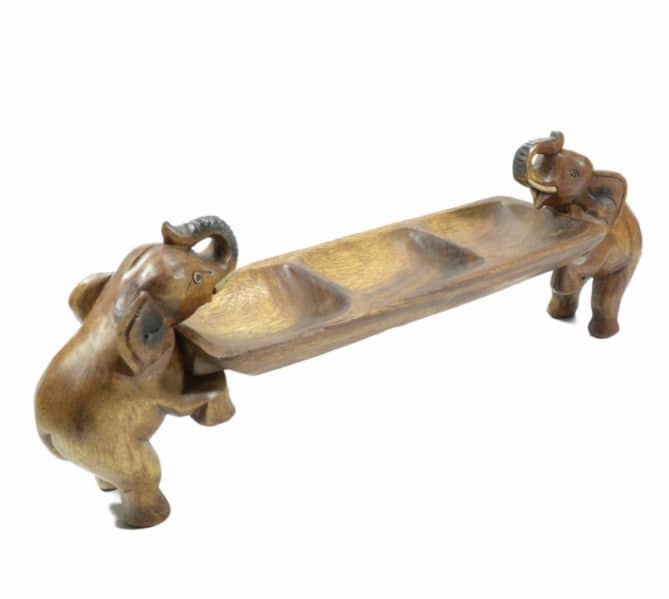 Deko-Schale Elefanten aus Holz (54 x 12,5 cm)