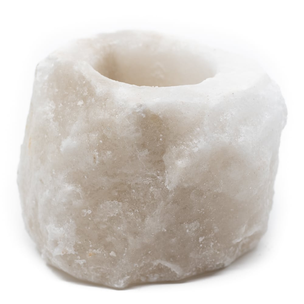 Salzstein Teelichthalter Weiß (400 - 700 Gramm) ca. 9 x 9 x 10 cm