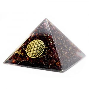 Orgonit-Pyramide Granat mit Blume des Lebens (70 mm)