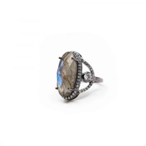 Edelstein Ring Labradorit 925 Silber - A+ Qualität