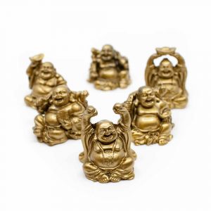 Glücks-Buddha Mini-Statuen Sitzender Buddha Polyresin Gold - Set von 6 - ca. 7,5 cm