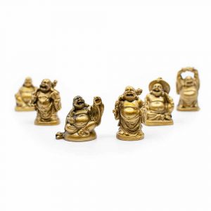 Glücks-Buddha Mini Statuen Polyresin Goldfarben - 6er Set - ca. 5 cm