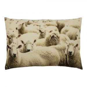 Großes Kissen aus Leinwand Schafe creme (60 x 40 cm)