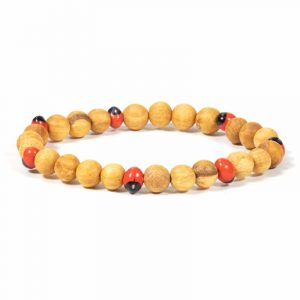 Palo Santo Armband mit Huayruro Perlen elastisch