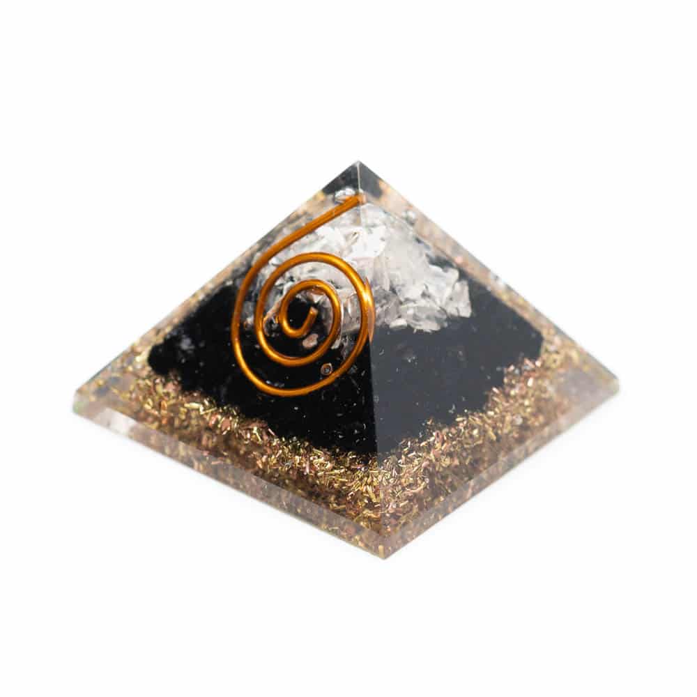Orgonit-Pyramide Mini Schwarzer Turmalin & Bergkristall (25 mm)