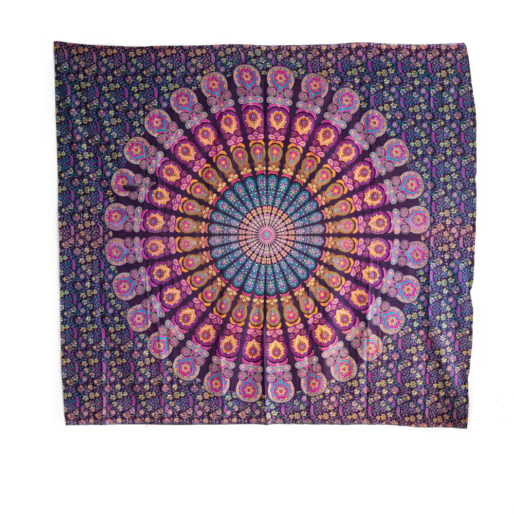 Authentisches Wandtuch Baumwolle Lila Mandala (240 x 210 cm)