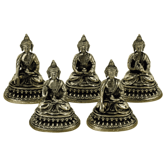 Dhyani Buddha Mini-Statuen Weißmetall - 10 cm (Set von 5)