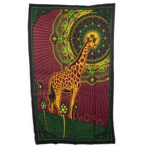 Authentisches Mandala Wandtuch Baumwolle Giraffen (215 x 135 cm)