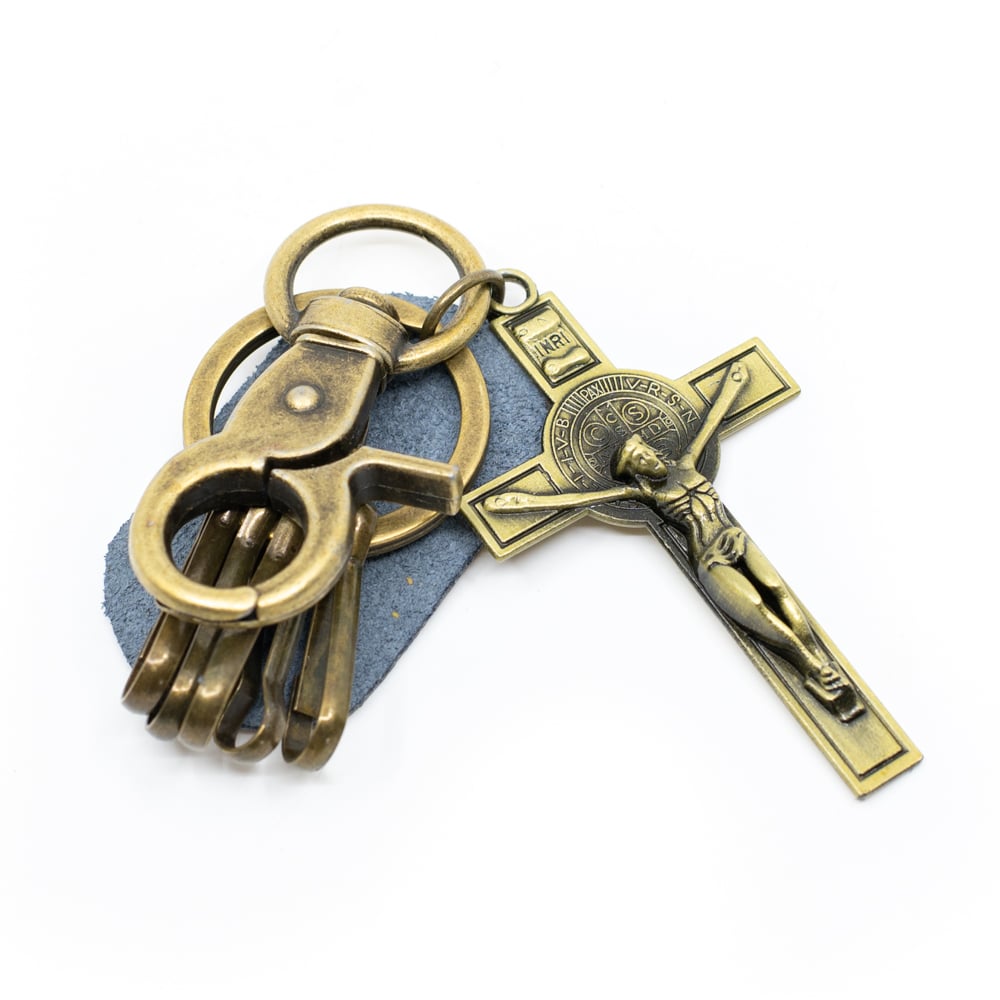 Schlüsselanhänger Jesus am Kreuz Gold