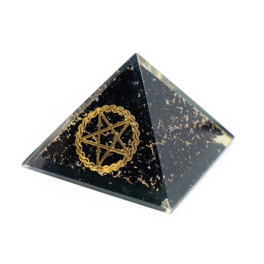 Orgon Pyramide Schwarzer Turmalin mit Pentagramm (40 mm)