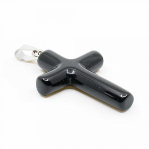 Edelstein-Anhänger Kreuz Obsidian (45 mm)