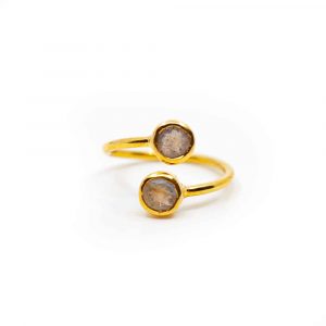 Edelstein Ring Labradorit - 925 Silber Vergoldet