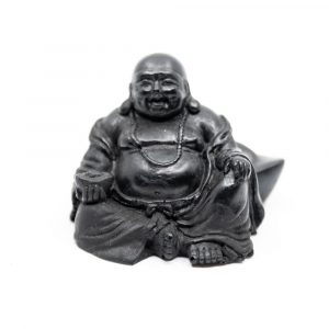 Schungit Statue Happy Buddha gepresst