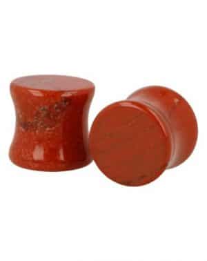 Ohr Plug Flesh Tunnel Jaspis Rot - 12 mm (2er Set)