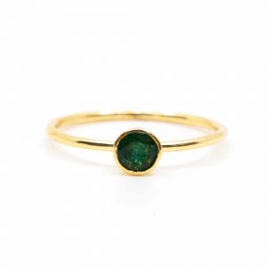 Geburtsstein Ring Smaragd Mai - 925 Silber Vergoldet (Größe 17)
