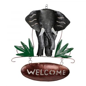 Metallschild "Willkommen" Elefant (46 x 32 x 1 cm)