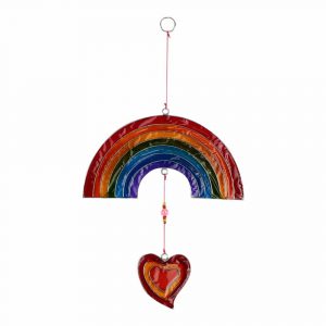Hängende Dekoration Regenbogen mit Herz Mehrfarbig (28 x 16 x 1 cm)