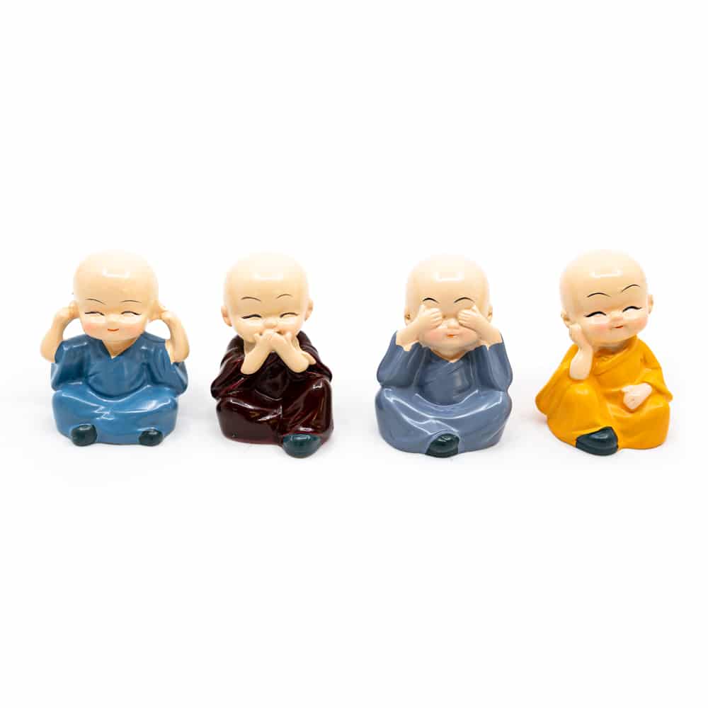 Happy Buddha-Figur Fröhliche Farben - Set von 4 - ca. 6 cm